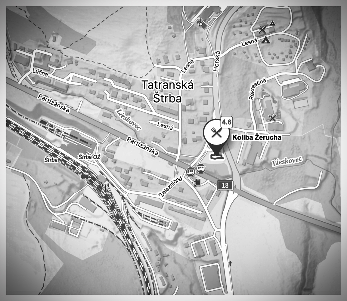 Mapa lokácie Koliba Žerucha v Tatranskej Štrbe